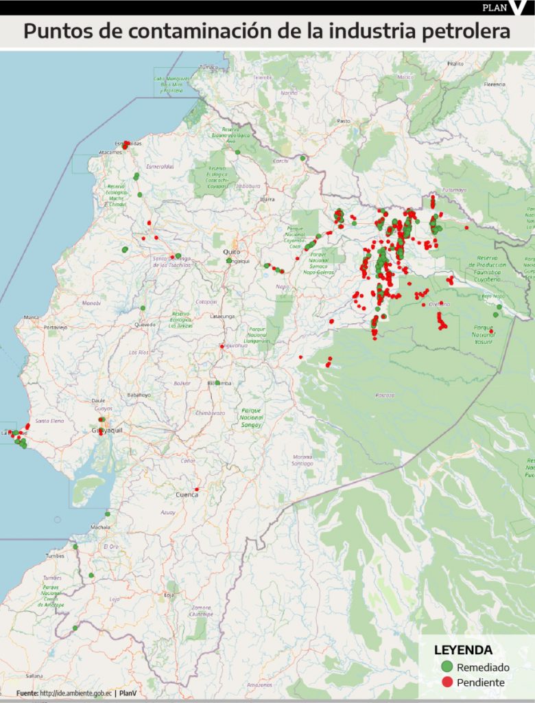 Estos son los puntos de contaminación minera y petrolera en Ecuador ...